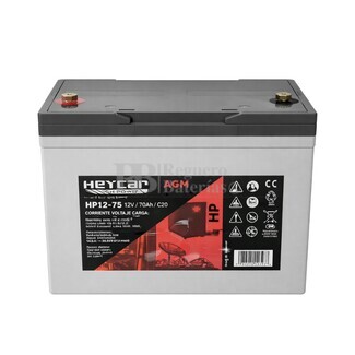 Bater�a Heycar AGM HP12-75 | 12 Voltios 75 Amperios Alta tasa de descarga